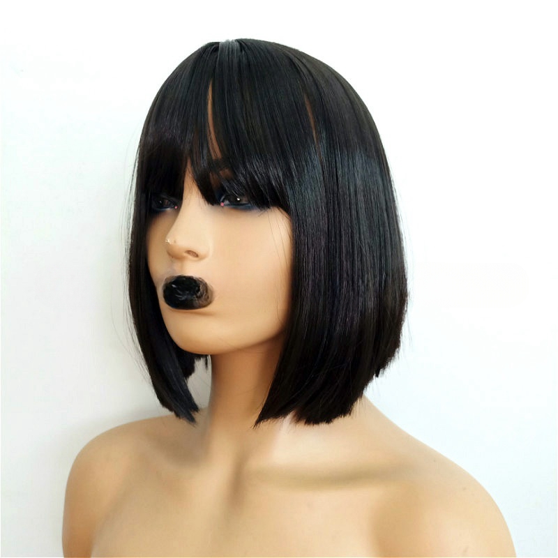 New wig female bangs short straight bobo hair tail one cut African wig