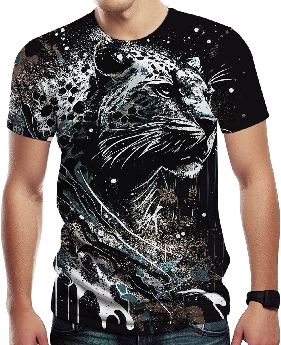 Mens T shirt Men's Novelty Leopard Graphic Print Tee Men's Casual T Shirt tee Casual tops summer clothes trend cool