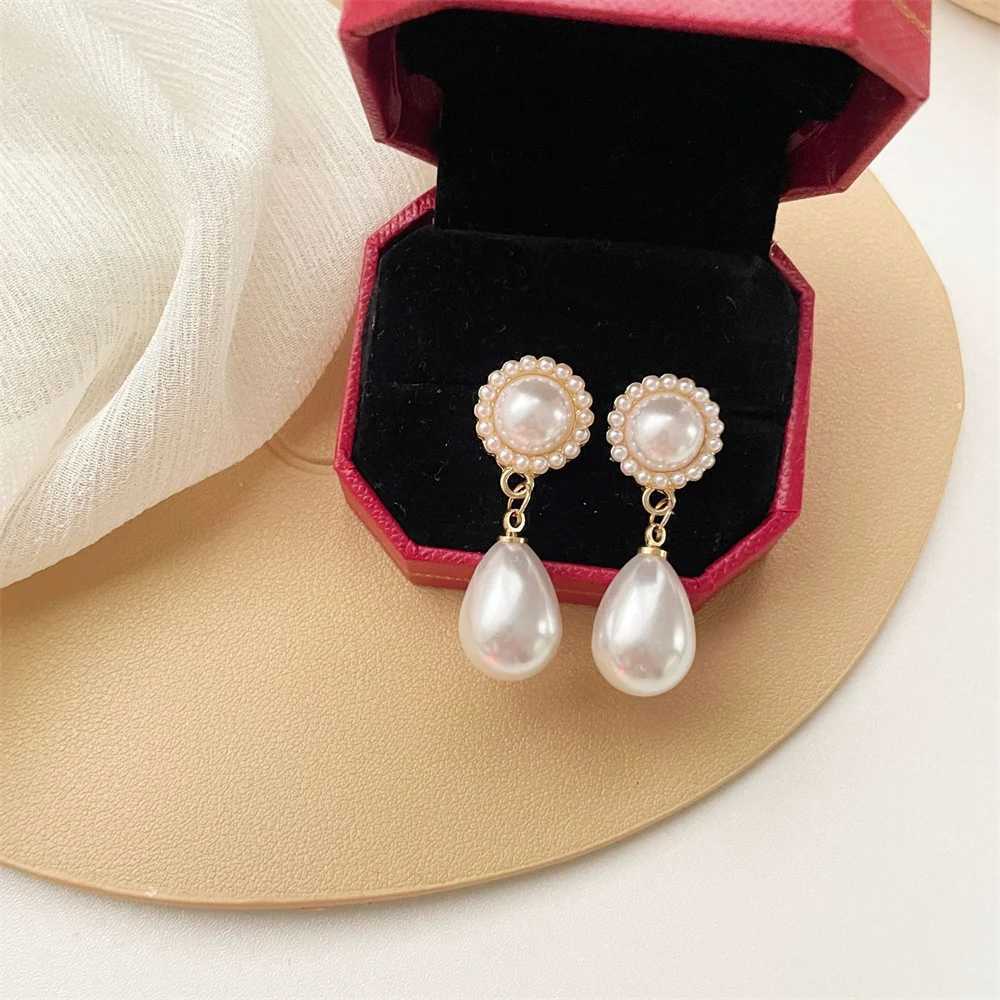 Water Drop Simulated Pearl Dangle Earrings for Women Fashion Ladies Ear Accessory Vintage Wedding Engagement Party JewelryX241023
