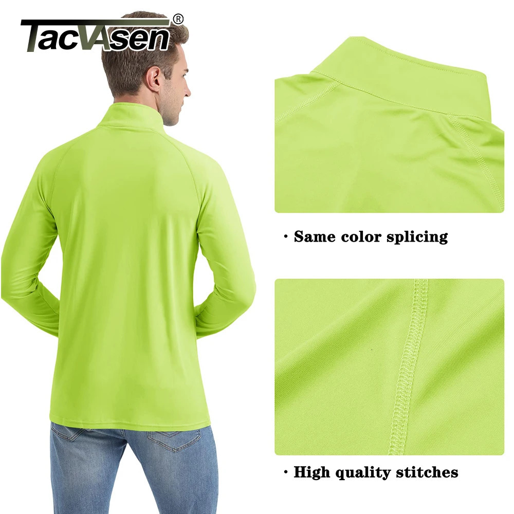 TACVASEN UPF 50Sun/UV Protection T-shirt Mens 1/4 Zipper Pulling Outdoor Fishing Swimming Hiking Performance UV T-shirt Top 241024