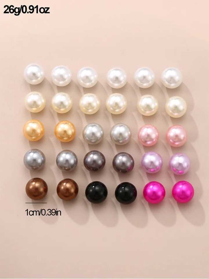 15 pairs of combinations simple and cute niche design vintage high-quality Beanie earrings shell pearl decoration W241023