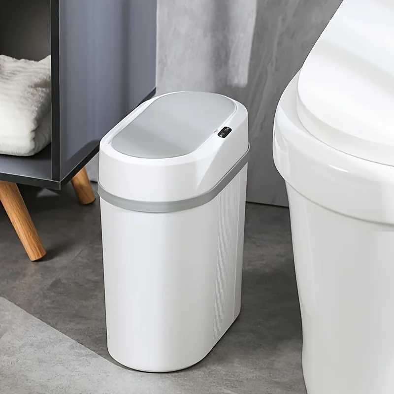1 economical intelligent contactless bathroom trash can - waterproof narrow small trash can for kitchen office and daily life Y241105