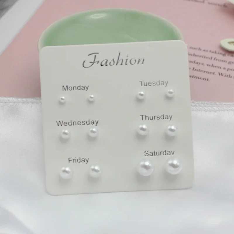 6 pairs/week bulk white imitation pearl jewelry set stud earrings womens classic romantic Brinks girl gift W241023