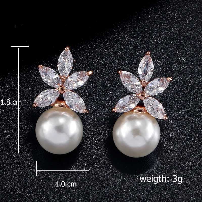 ZAKOL Transparent Marquise Zircon Imitation Pearl Earrings Temperature Bridal Wedding Party Jewelry W241023