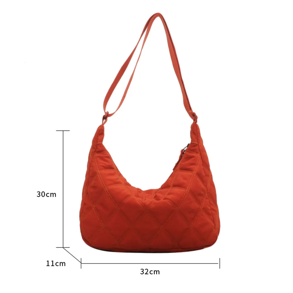 Fashion Padded Nylon Women Shoulder Bag Space Pad Down Cotton Shopper Crossbody Lady Female Winter Quilted Hobo Handbags 241017