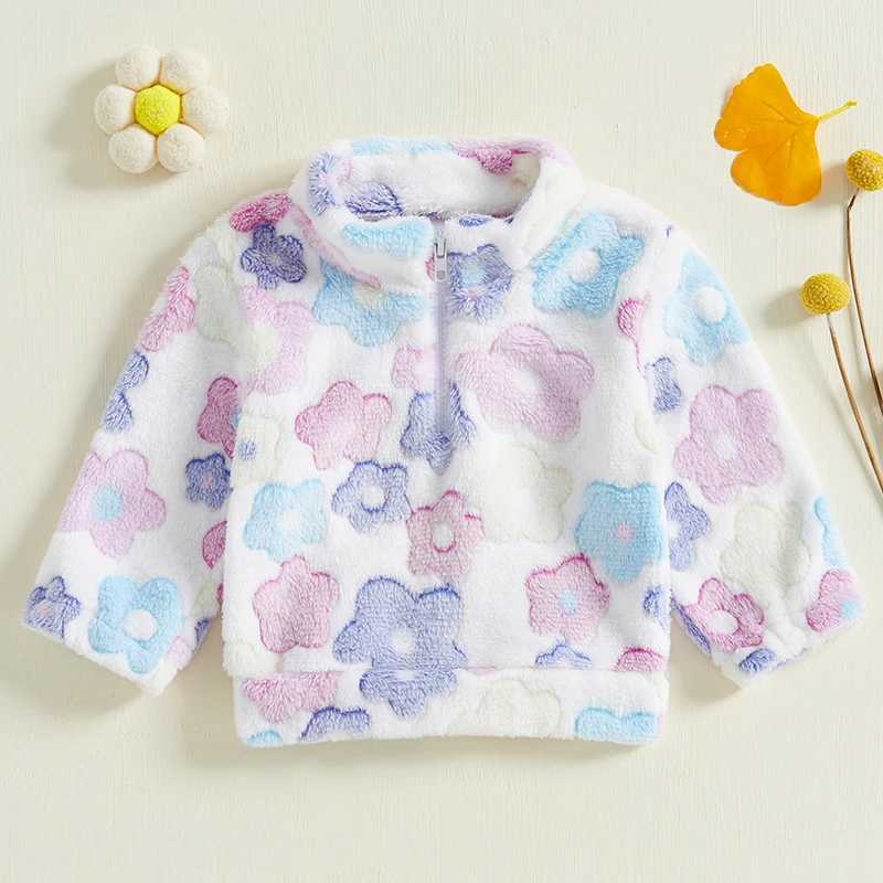 FOCUSNORM 0-4Y wool jacket for young children and girls long sleeved floral print winter warm zipper pull flower wool jacket W241023