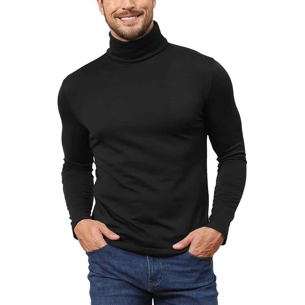 New Mens Long Sleeve Lightweight Turtleneck Pullover Oversized Solid Color Sweatshirts Autumn Black Sweater Outdoor Streetwear LX241024