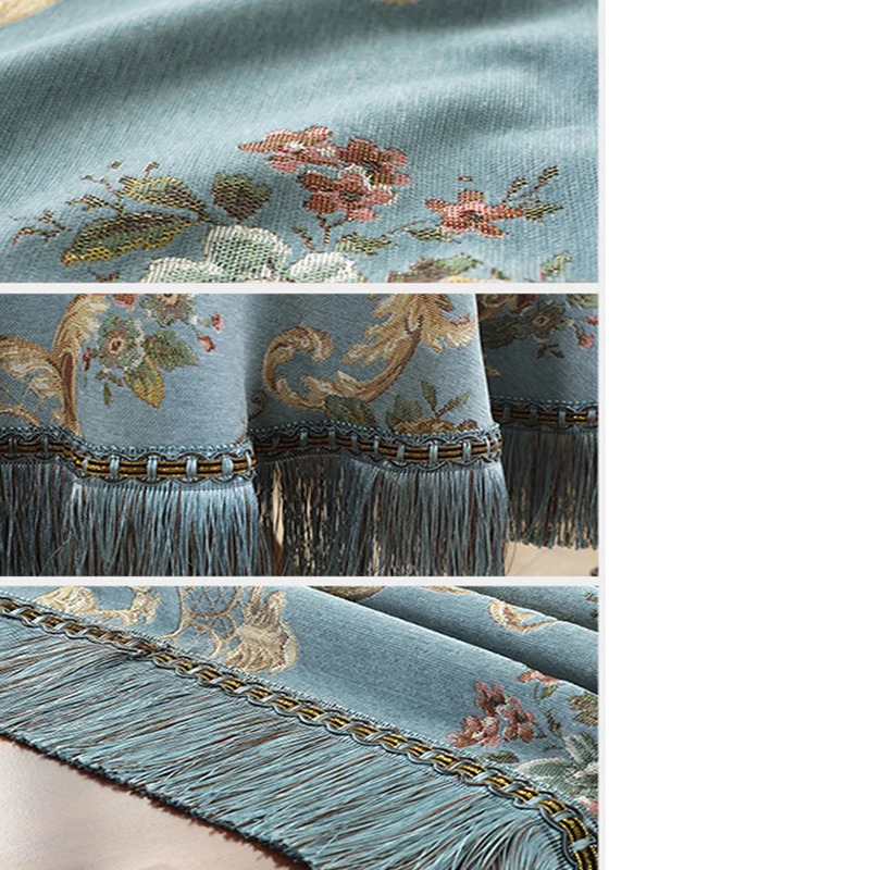 European retro dining tablecloth embroidered tablecloth with tassels floral cover elegant tablecloth decoration for living room 241024