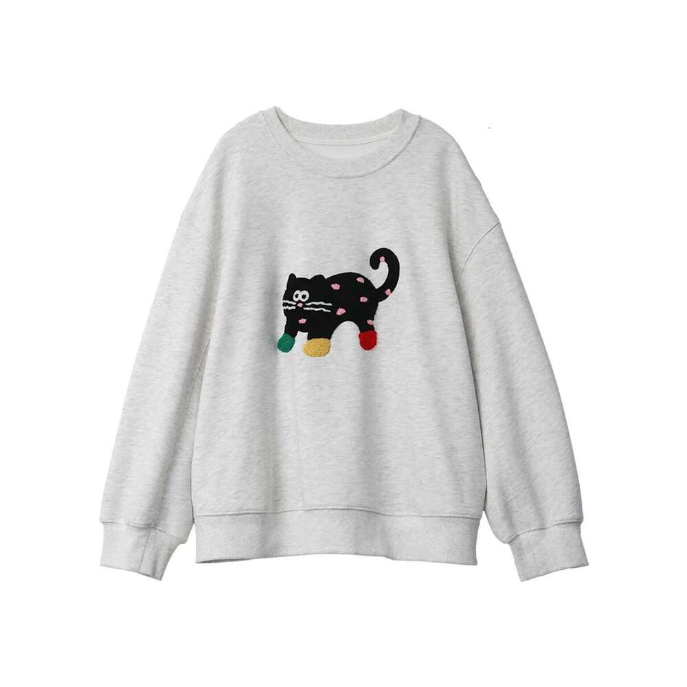 CHIC VEN Women Sweatshirts Loose Casual Streetwear New O Neck Cat Print Female Sports Top For Girl Clothing Autumn Winter 2024