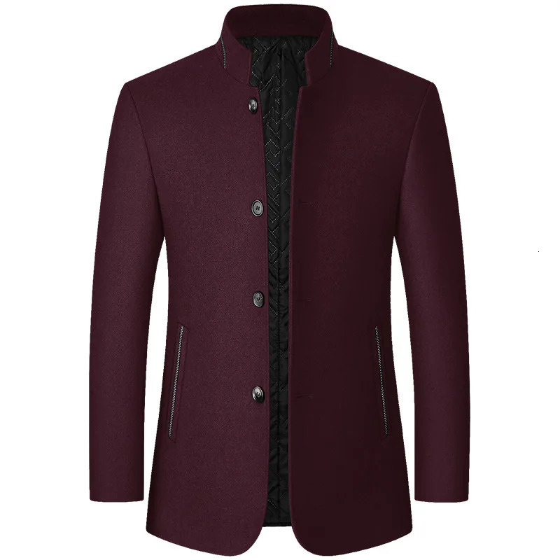 FGKKS Mens Wool Stand up Collar Mens Jacket Set Autumn Wool Blended Jacket Mens 241024
