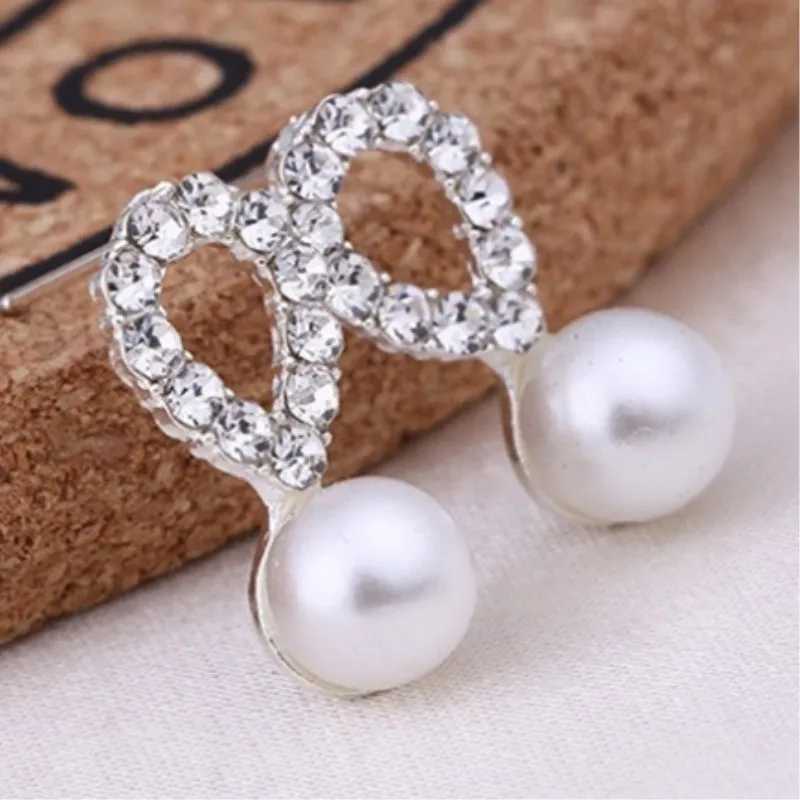 Full Crystal Pearl Water Droplets Stud Earrings for Women Wedding Jewelry Boucles doreilles Pendientes Valentines Day GiftX241023