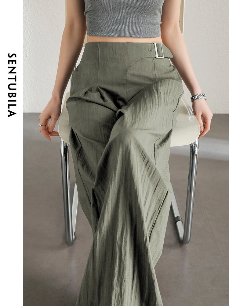 SENTUBILA Womens High Waist Bag Pants Spring/Summer Loose and Lightweight Dragging Wide Leg Pants Womens Trouser 142K54416 241023