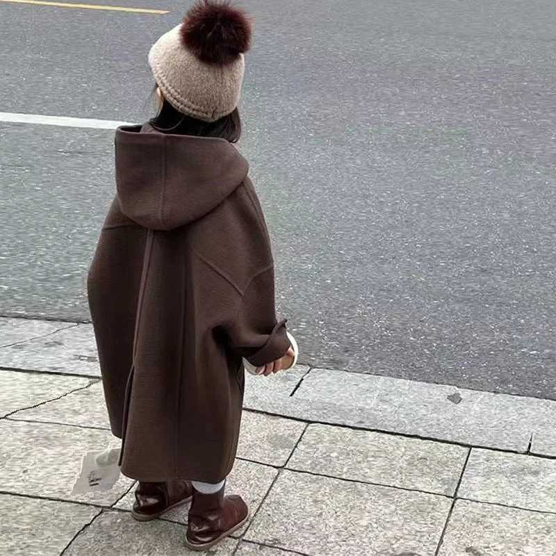 Womens wool coat windproof jacket 2023 loose and warm thick winter cotton Par Plus size childrens clothing W241023