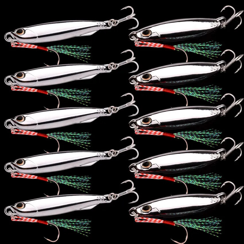 10PClot Metal Cast Jig Spoon 10g 20g 30g 40g Lures set With Hook Casting Jigging Fish Sea Bass Fishing Lure Artificial Bait 241024