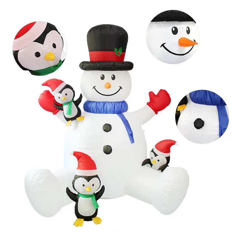 2.1M/7FT Christmas inflatable sitting snowman outdoor model with LED lights indoor and outdoor carnival Christmas decoration 241024