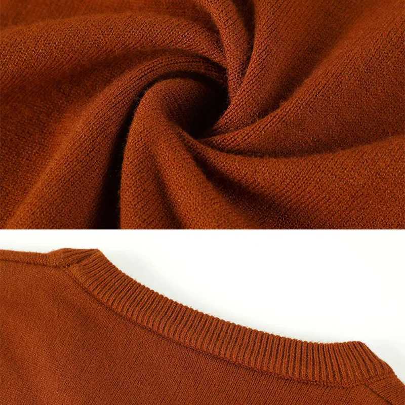 New Mens Classic Round Collar Sweaters 2024 Holiday Casual Pullovers Stylish ThermalCaramel Navy-blue Long Sleeve Clothes Male LX241024