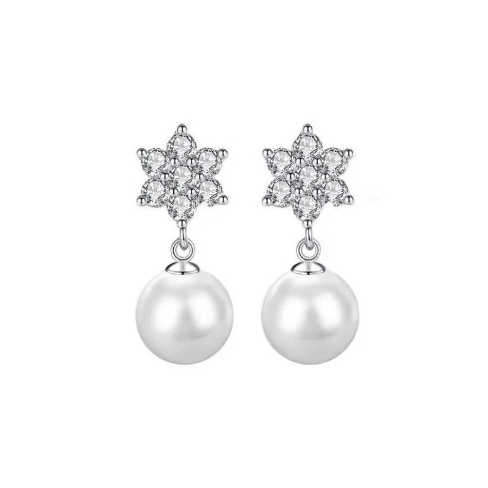 2024 New Womens Clothing Snowflake Freshwater Pearl Earrings Bridal Wedding Star Earrings Engagement Party Gifts Luxury Jewelry W241023