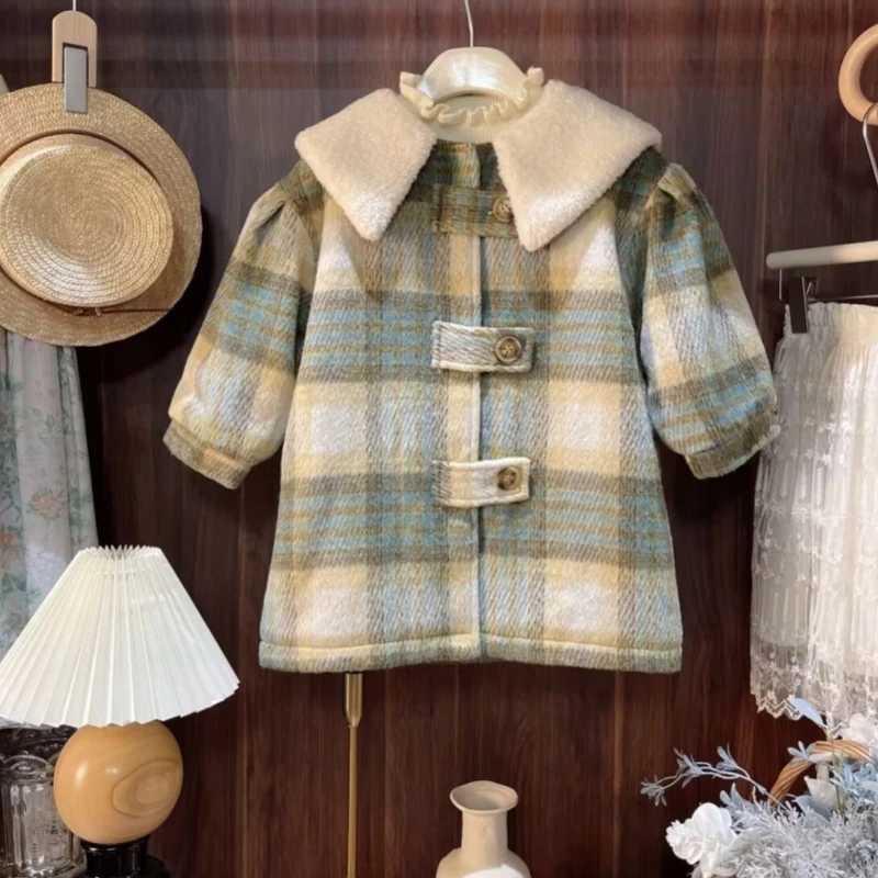 Womens wool coat jacket windproof jacket 2023 collar warm thick winter cotton youth jacket childrens clothing W241023