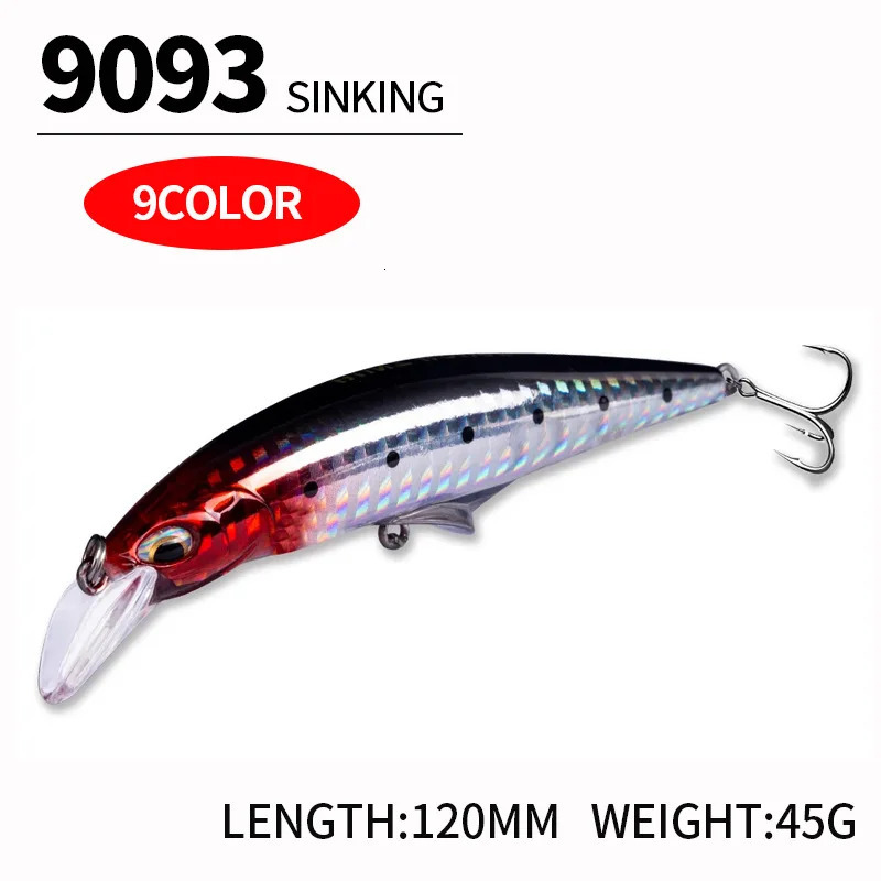45g 120mm Minnow Sinking Fishing Lure Hard Plastic Trout Artificial Bait Pesca Wobbler for pike bass Crankbait 241024
