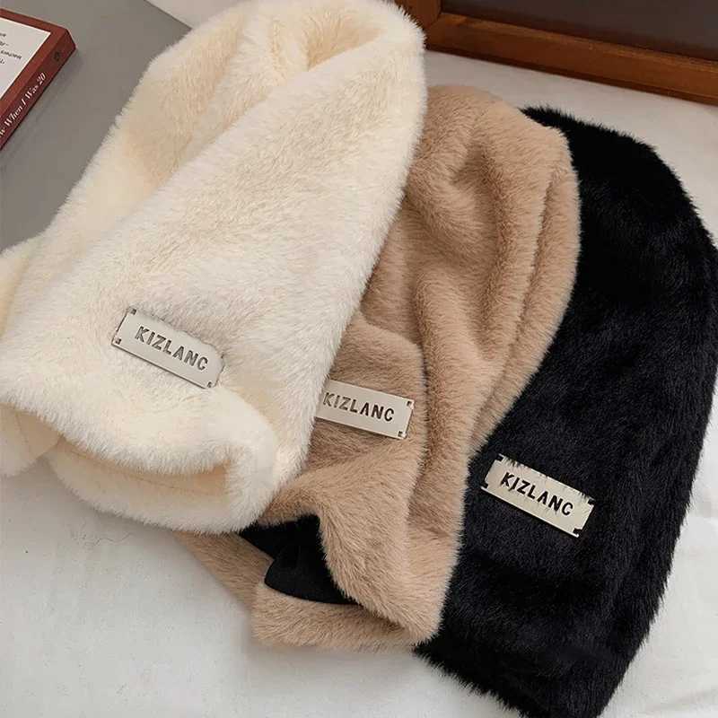 Plush bean hat warm girl warm Y2K solid bag knitted Sklies hat outdoor cold anti bean hat Fem Gorros hat X241023