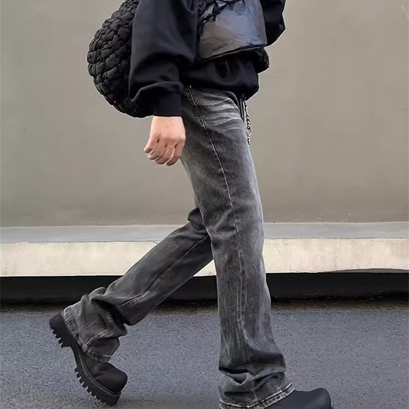 REDDACHiC Retro Gray Brushed Flare Jeans Men Cleanfit Hiphop Distressed Low Waist Stretch Y2k Bootcut Pants Harajuku Streetwear 241008