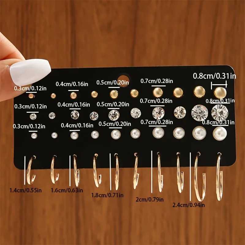 20 pairs of hot selling silver pearl zircon earrings set creative personality simple temperature earrings girl earrings W241023