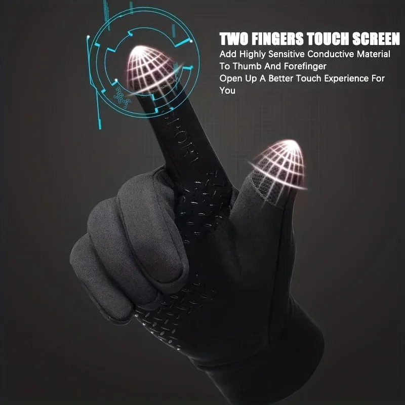 Men Winter Waterproof Cycling Gloves Outdoor Sports Ski Running Motorcycle Touch Screen Fleece NonSlip Warm Full Fingers y241024