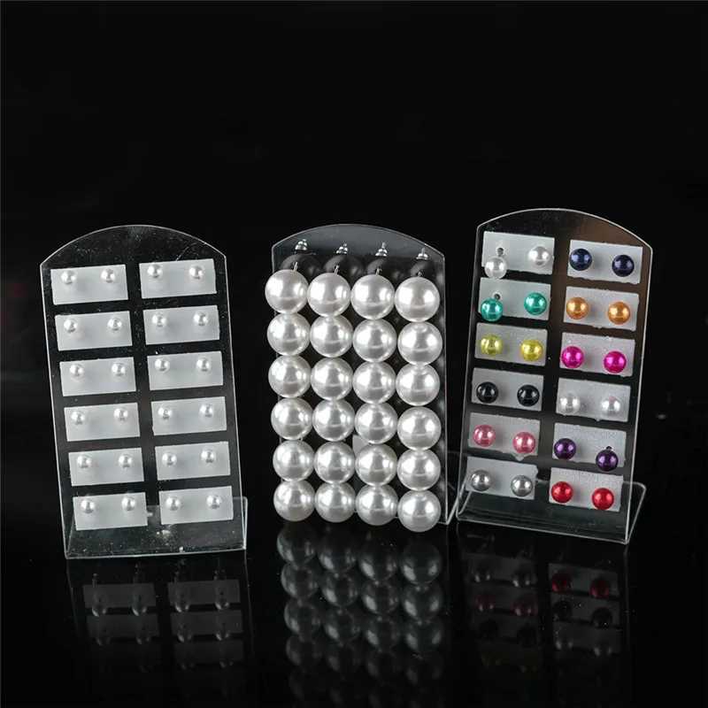 12 pairs of colored white imitation pearl earrings suitable for female earrings jewelry round earrings 4 6 8 10mm W241023