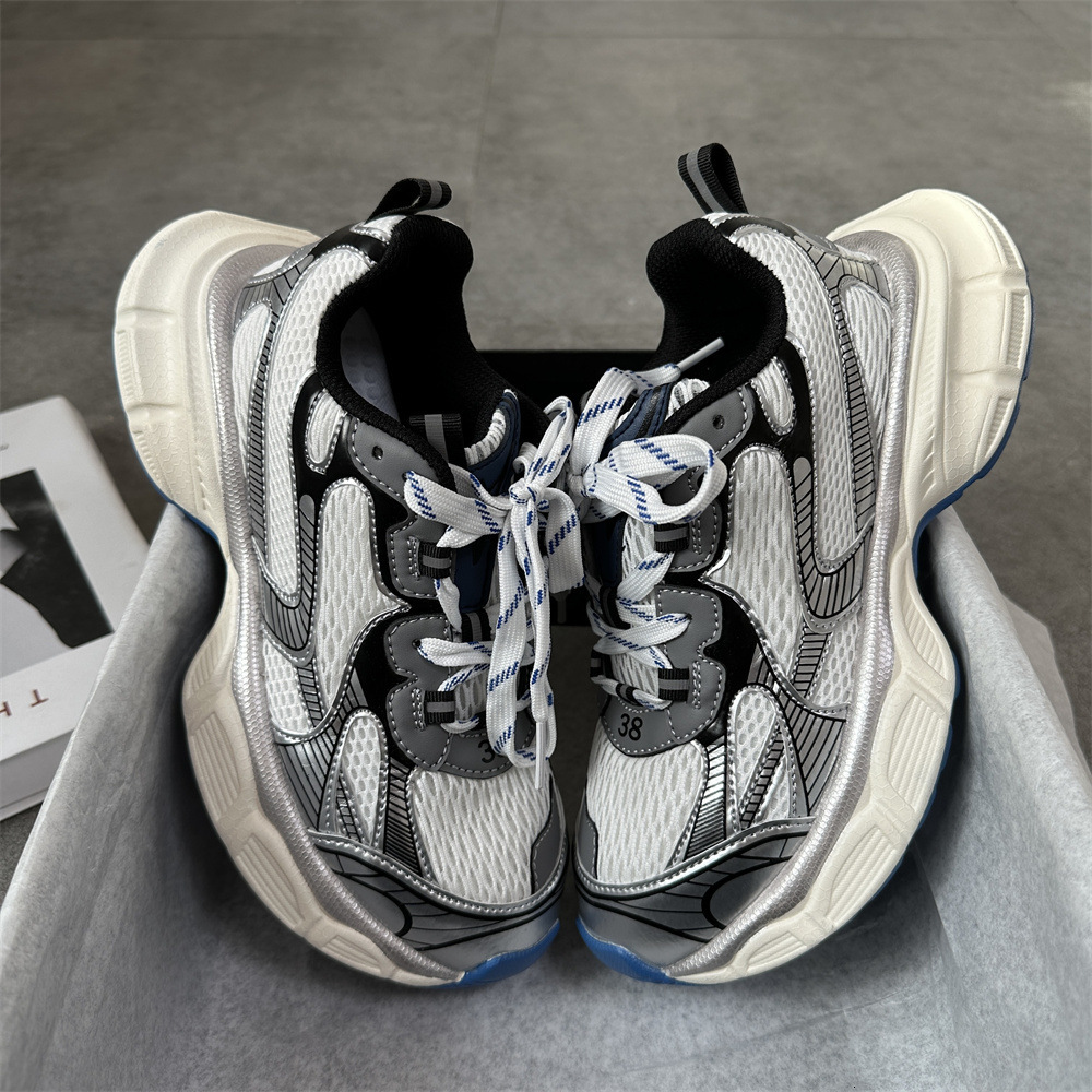 trendy street photo, thick soled couple, casual sports shoes, female