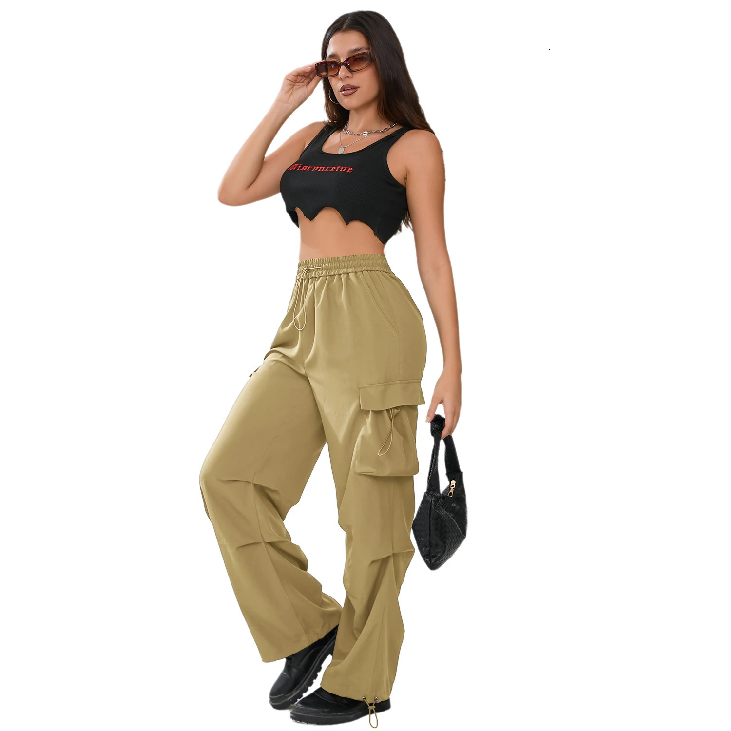 Cathsnna K-pop multi pocket wide leg loose street casual pants trend streetwear womens Y2k pocket pants 241023