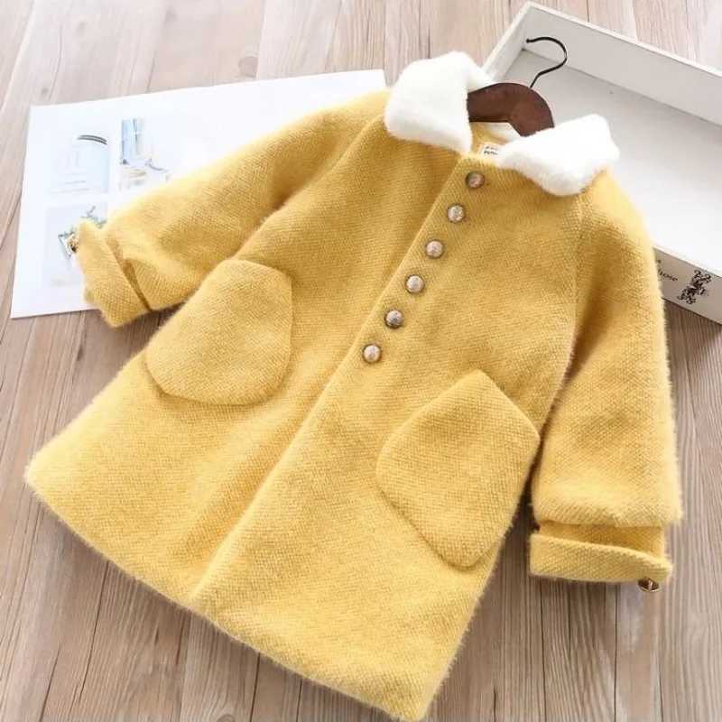 Girls autumn and winter jacket velvet thick fashionable winter clothing childrens long wool coat new HPY007 W241023
