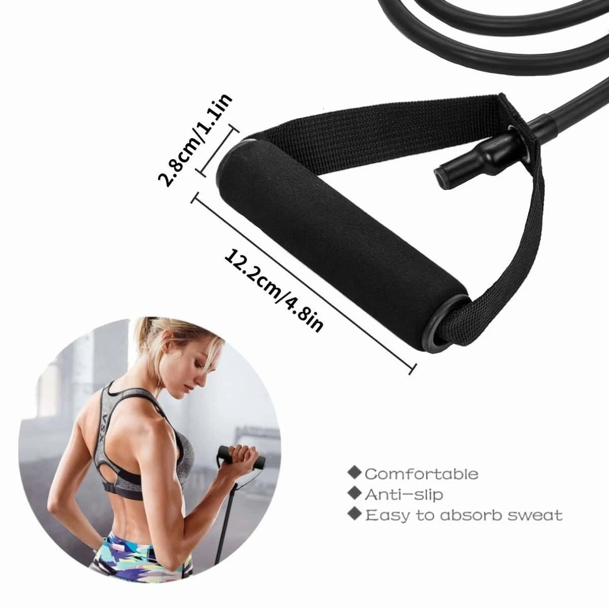 1pc 5 Levels Resistance Bands suitable Beginner With Handles Yoga Pull Rope Elastic Fitness Exercise Tube Band For Home Workou 241024