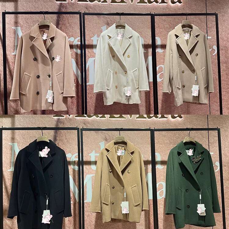 Rose Real Wool Coats Jackets Women Simple Versatile Cashmere Double Breasted High-Grade Woolen Coat Long Sleeves 2023