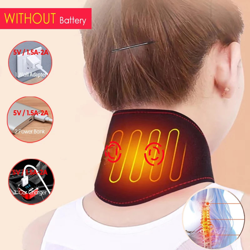 Electric Heated Cervical Massage Strap with Adjustable Neck Protection for Autumn and Winter Warmth Portable Black 241024