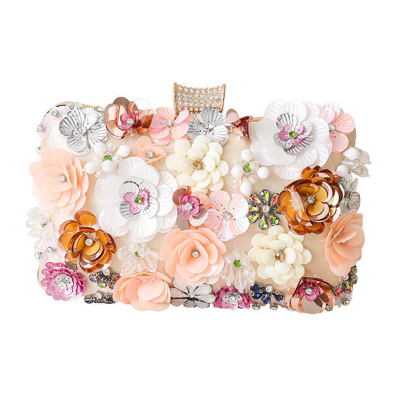 CMM New Evening Bag Handmade Flower Handbag Party Womens Handbag Evening Dress Bag Bead Embroidery Bag