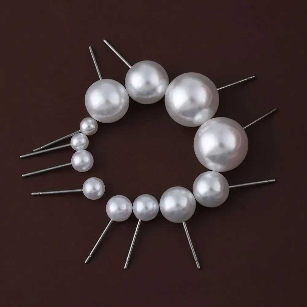 5 pairs of elegant pearl earrings Korean small round pearl earrings suitable for women simple wedding party jewelry 4/5/6/8/10/12mm W241023