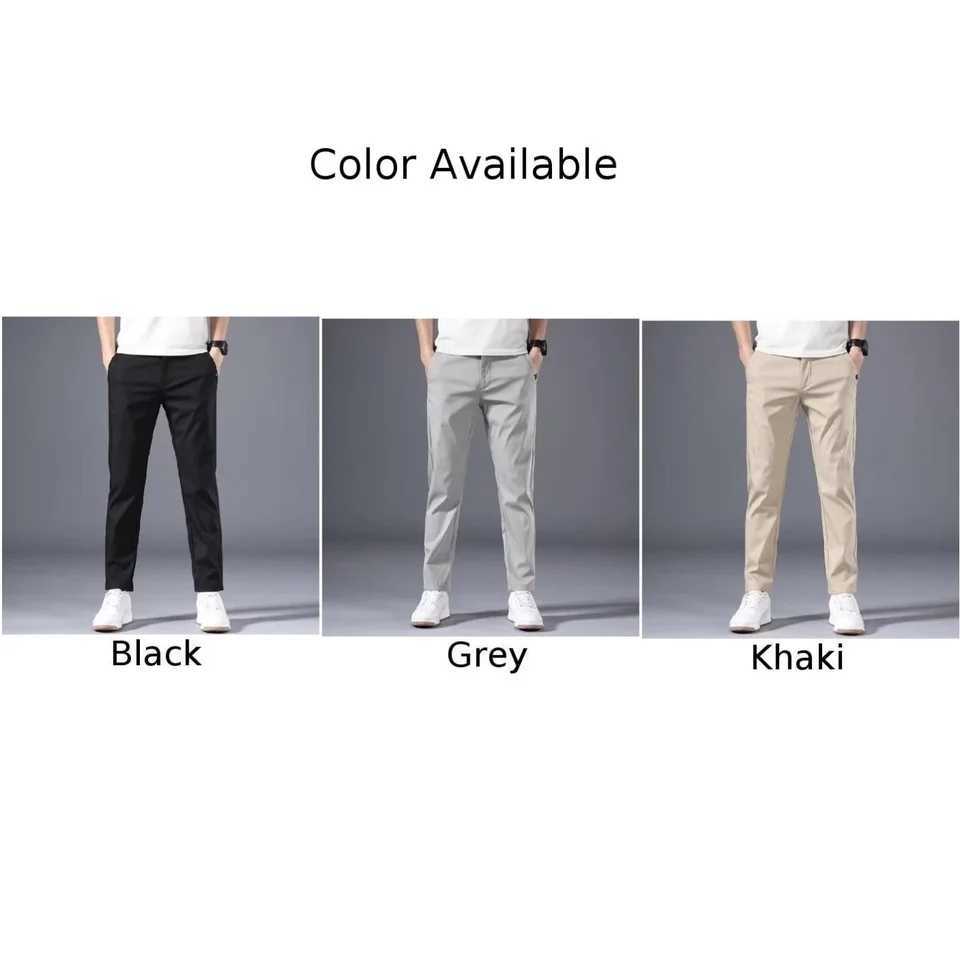 Mens Fashion Slim FIT Stretch Chino Trousers Solid Casual Flat Front Flex Classic Mens Clothes Full Comfortable Seamless PantsX241023