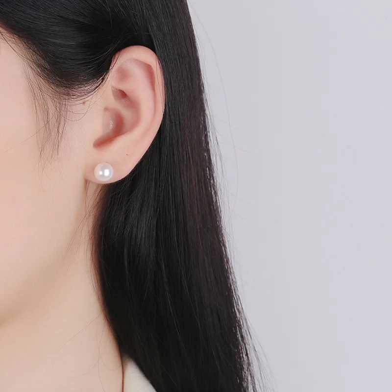 925 Silver Needle Pearl Earring Design Silver Prevent Allergy Stud Earrings Fashion Pearl White Ball Small Round Womens JewelryX241023