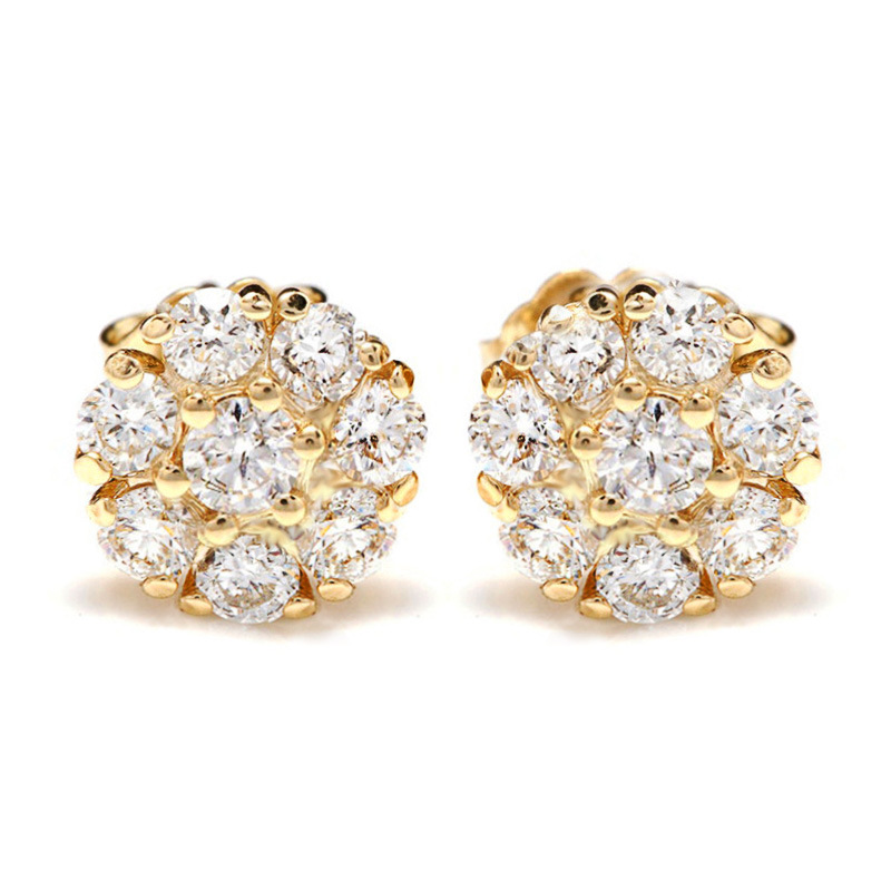 Creative cat paw footprints 925 sterling silver zircon earrings rose gold diamond Stud classic four-claw shiny crystal Stud earrings exquisite gift