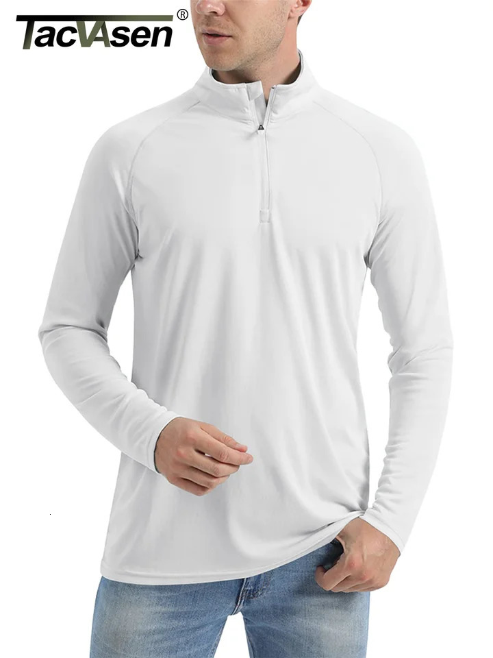 TACVASEN UPF 50Mens 1/4 Zipper UV Protective Long Sleeve T-shirt Fishing and Hiking Performance T-shirt Zipper Top 241024CJ