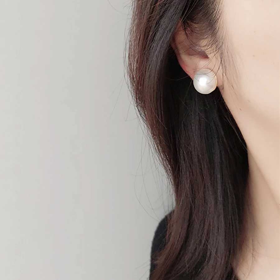 White Pearl Womens Stud Earrings Gold Color Metal Studs Push Back Simulated Pearl Round Small Earrings for Female brincosX241023