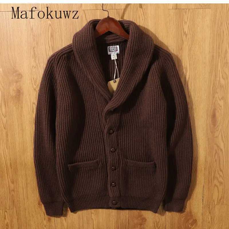 Japanese Retro Warm Thickened Lapel Knitted Cardigans Fashion Loose Casual High Street Knitted Sweaters Men Tops Male Clothes LX241024