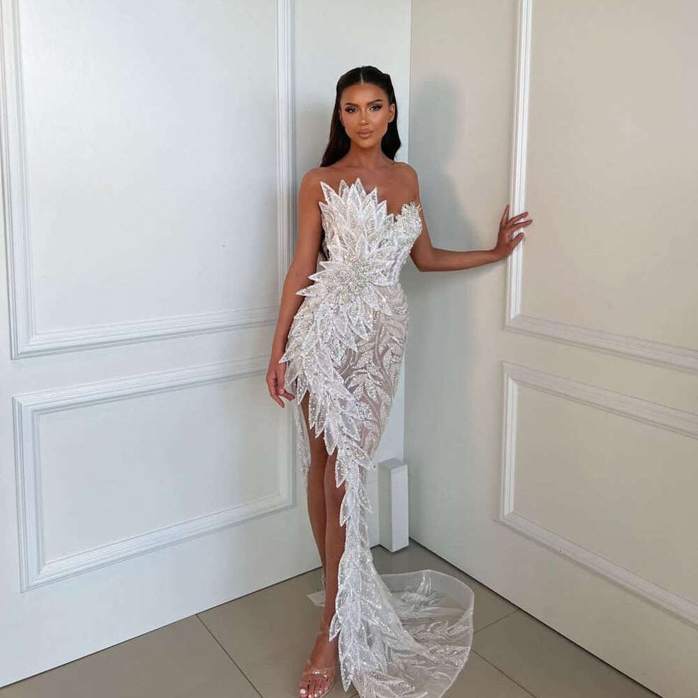 Sparkly Mermaid Evening Sleeveless V Neck Sequins Sexy Appliques Pearls 3D Lace Dias Beads Prom Dresses Custom Made