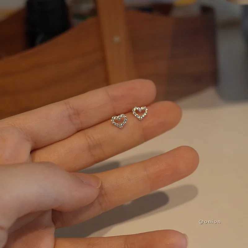 925 Sterling Silver Micro-set Zircon Heart Stud Earrings for Women Plated 14k Gold Mini Earring Girl Birthday Gifts JewelryX241023