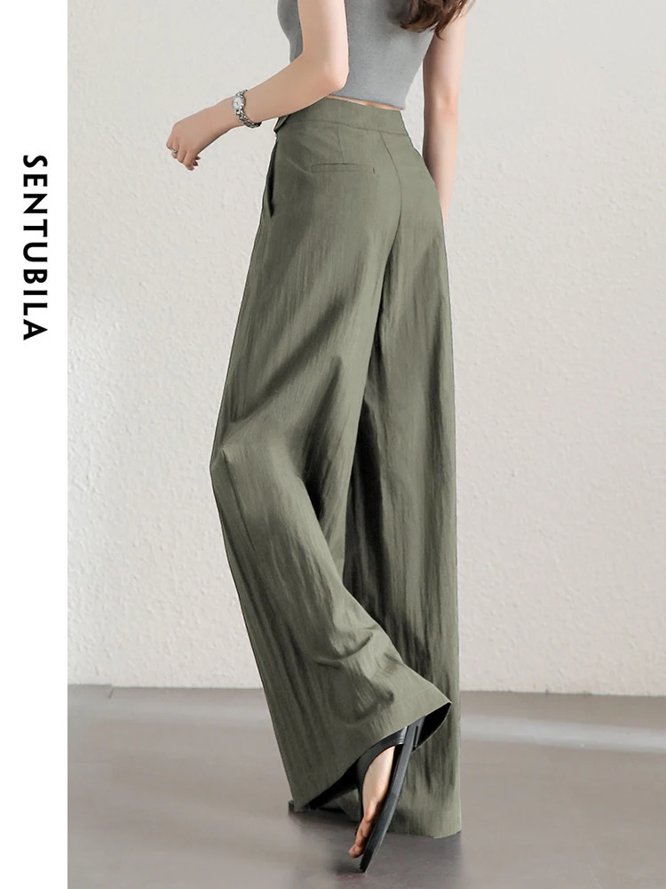 SENTUBILA Womens High Waist Bag Pants Spring/Summer Loose and Lightweight Dragging Wide Leg Pants Womens Trouser 142K54416 241023