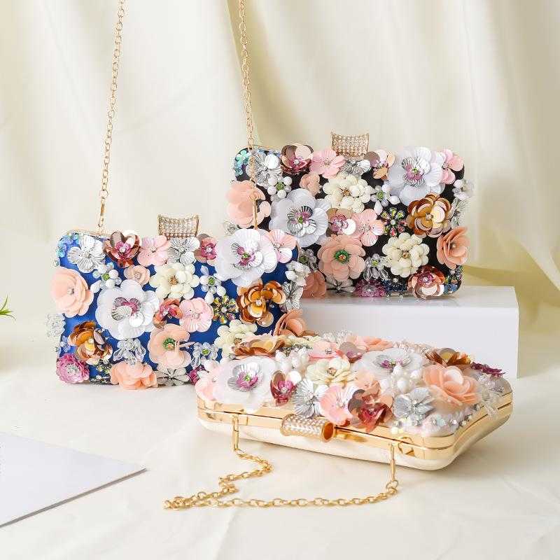 CMM New Evening Bag Handmade Flower Handbag Party Womens Handbag Evening Dress Bag Bead Embroidery Bag
