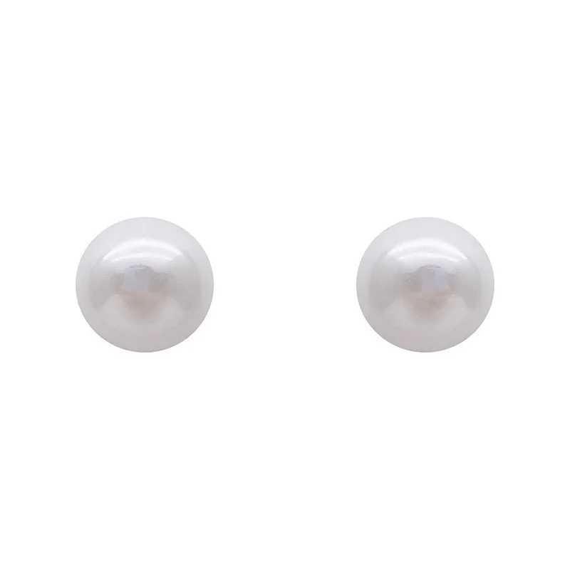 Korean Elegant White Glossy Pearl Stud Earrings For Women Exquisite Simple Imitation Pearl Round Earring Wedding Party JewelryX241023