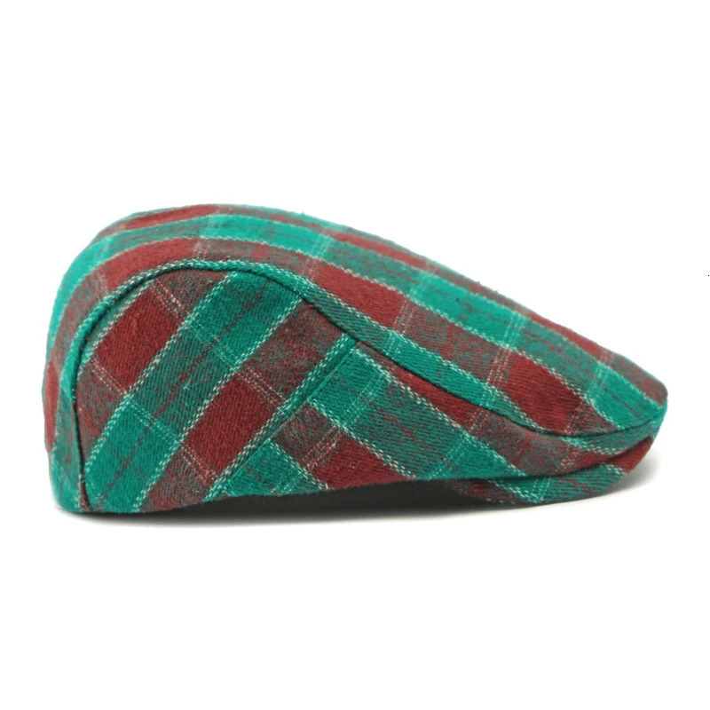 Unisex Vintage Checkered Beret Hat Reversible Cotton sboy Cap for Spring and Fall Style 241010