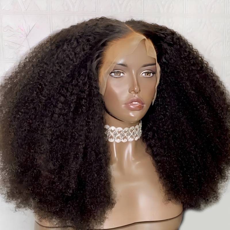 Free shipping 300% Mogolian Afro Kinky Curly Front Lace 13X4 Frontal Wig Closure Human Hair Pre-plucked /red/blonde /brown Color Wigs for Black Women