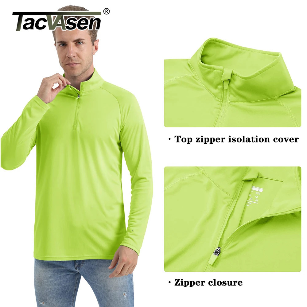 TACVASEN UPF 50Sun/UV Protection T-shirt Mens 1/4 Zipper Pulling Outdoor Fishing Swimming Hiking Performance UV T-shirt Top 241024